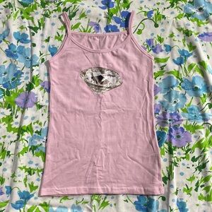 ACTUAL FLAWLESS DIAMOND LIGHT PINK TANK TOP STRAP WOMENS!